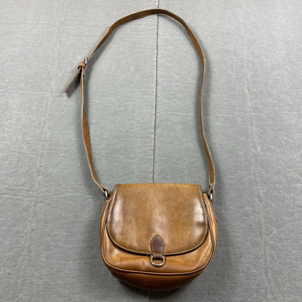 Vintage GH Bass & Co Leather Crossbody Saddle Bag Magnetic Distressed Brown